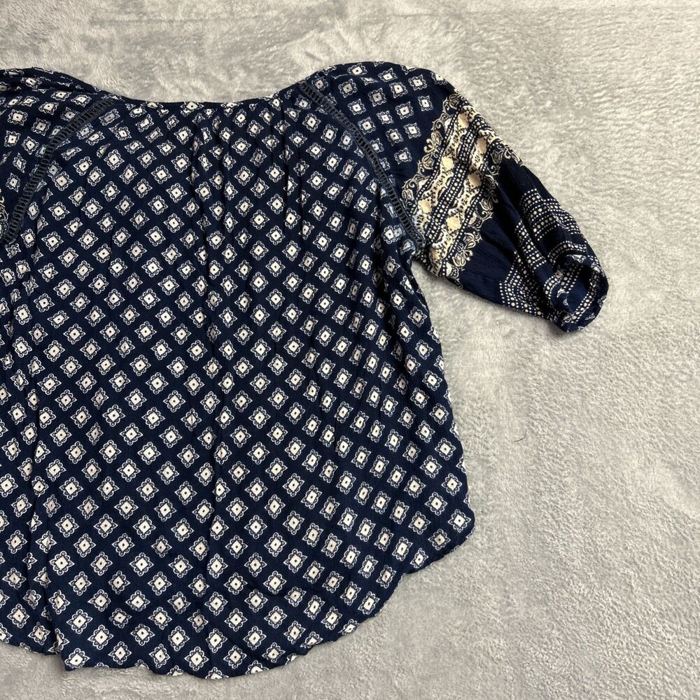 Apollo Artsy Flowy Boho Embroidered Womens Shirt Top Y2K Sz M Peasant Gypsy - Picture 14 of 14